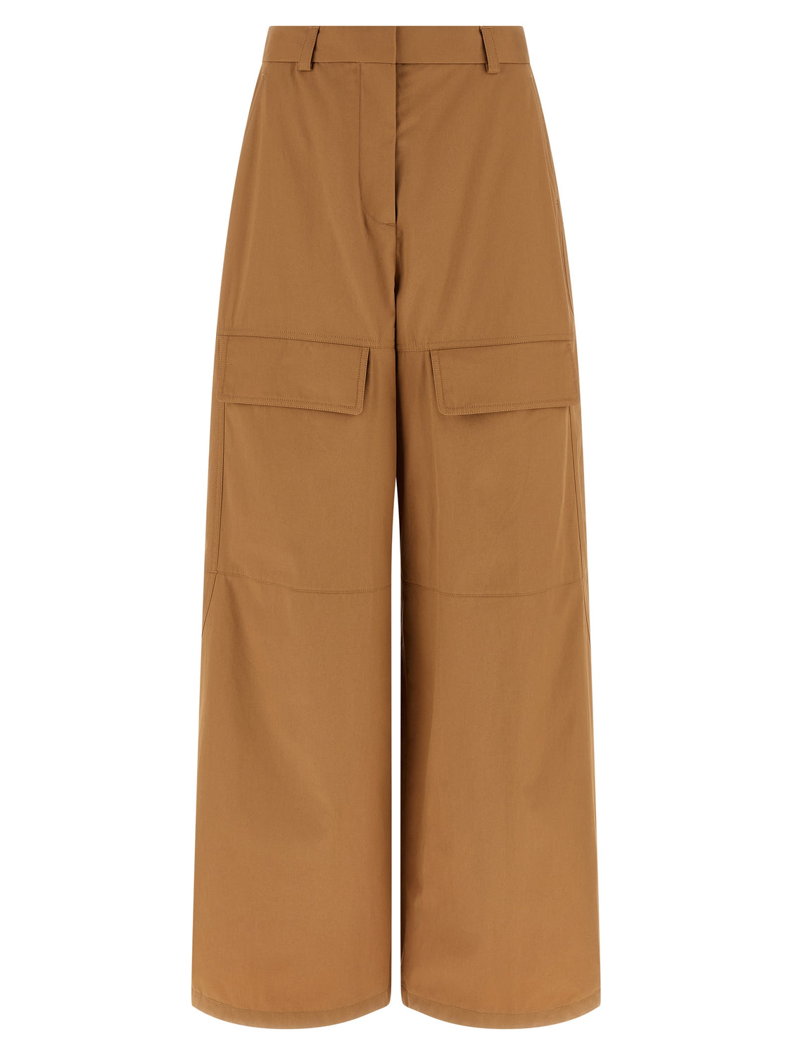 Beige Cotton Cargo Pants