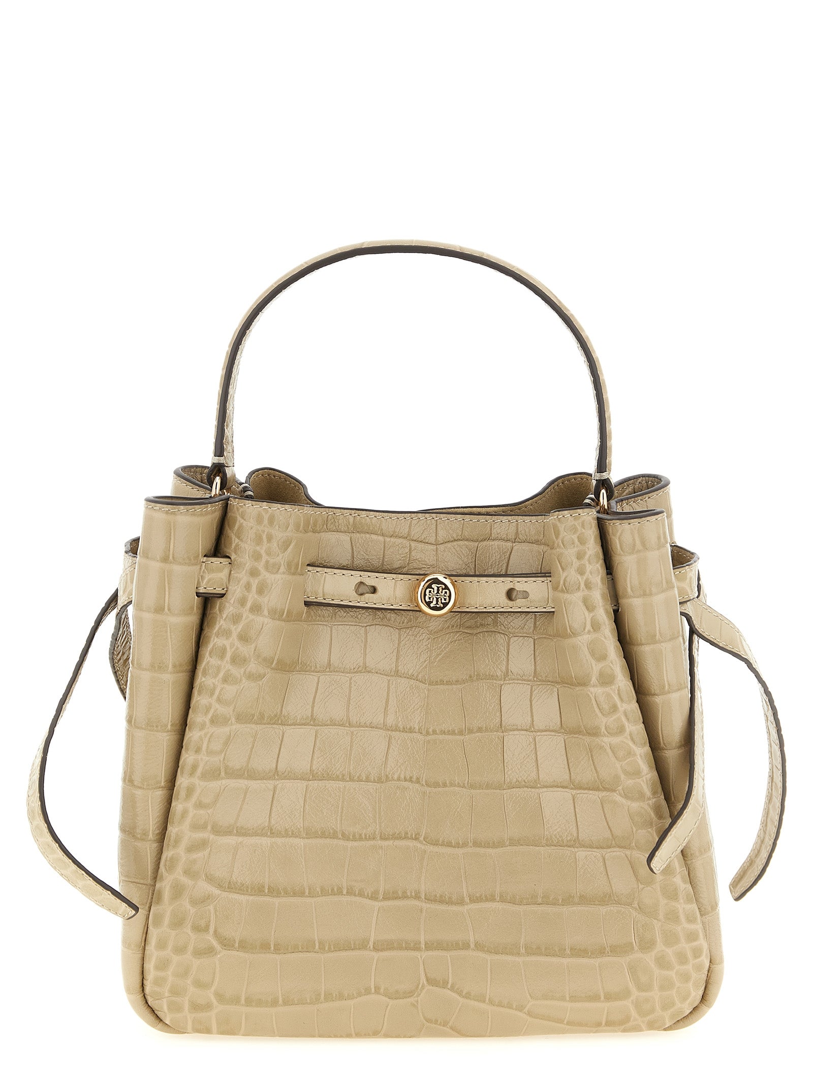 Beige Cowhide Shoulder Bag