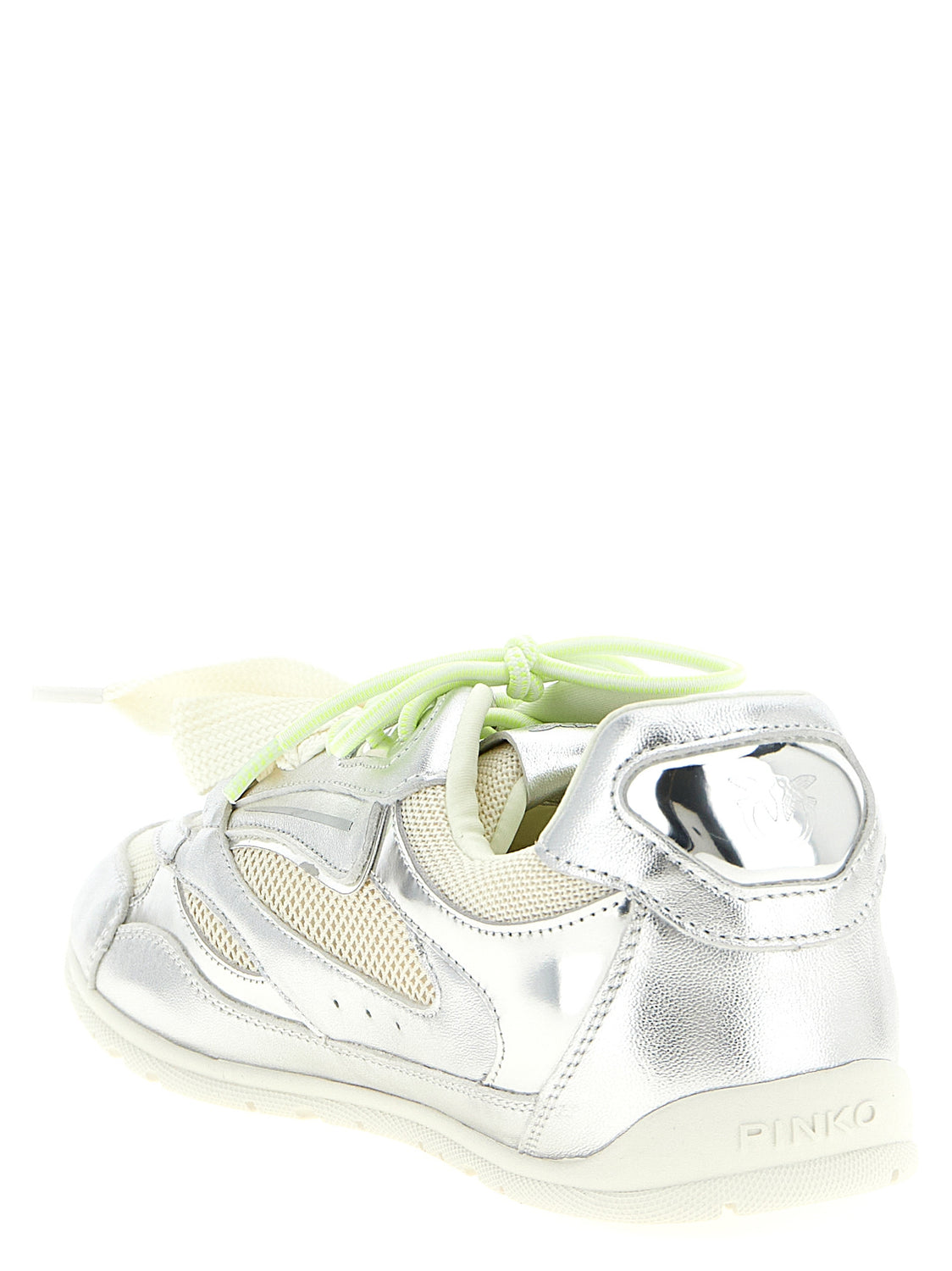 Silver Leather Athletic Sneakers