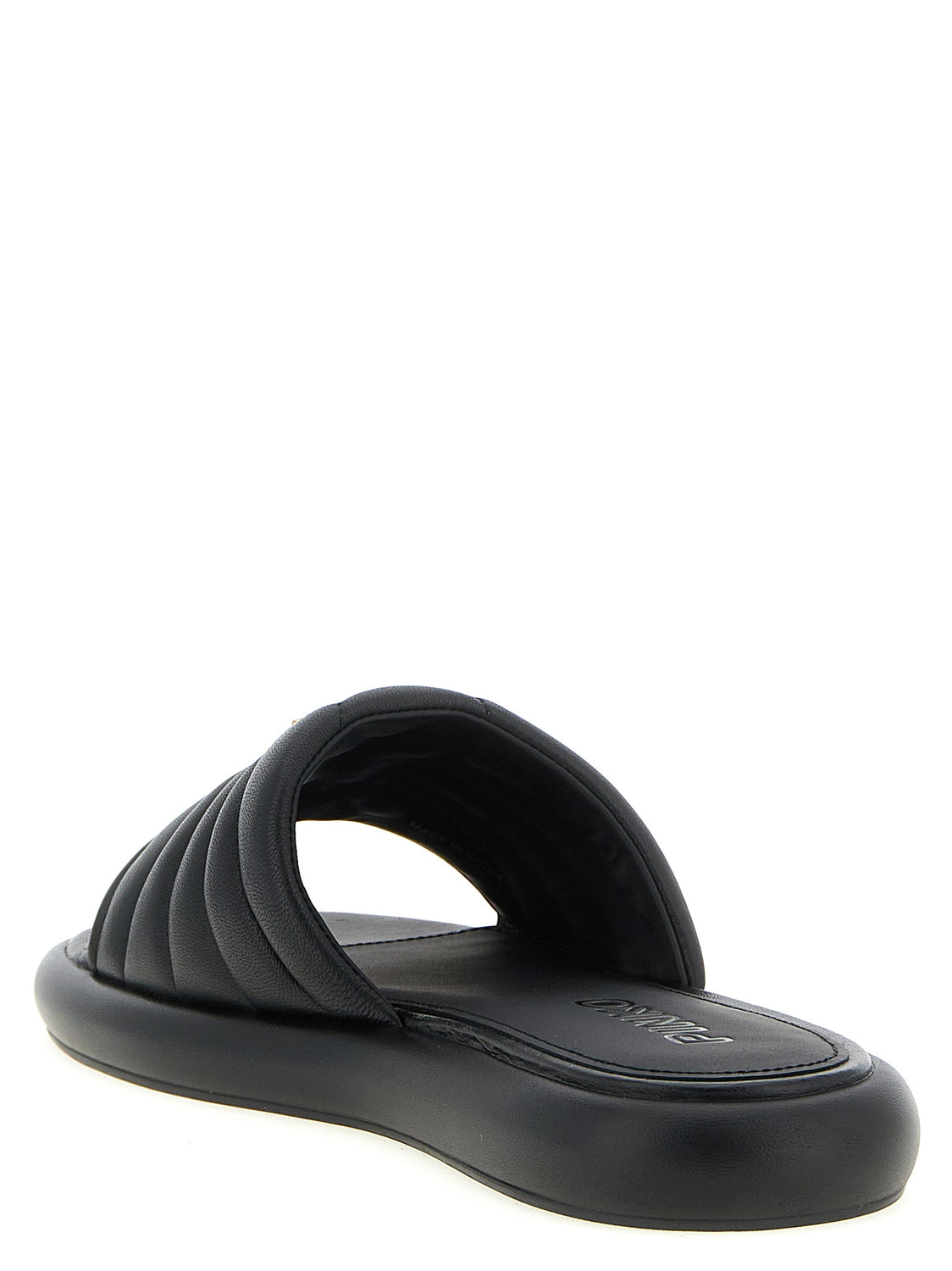 Black Lambskin Slides