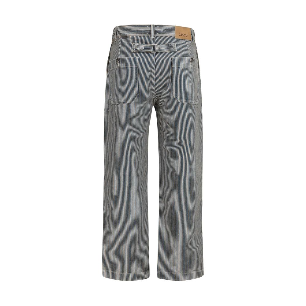 Blue Polyester Casual Pants