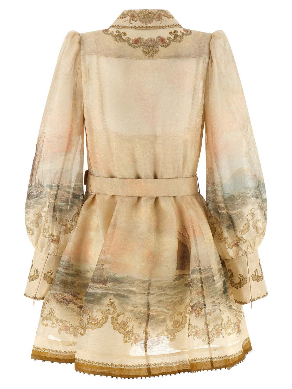 Beige Linen Short Dress