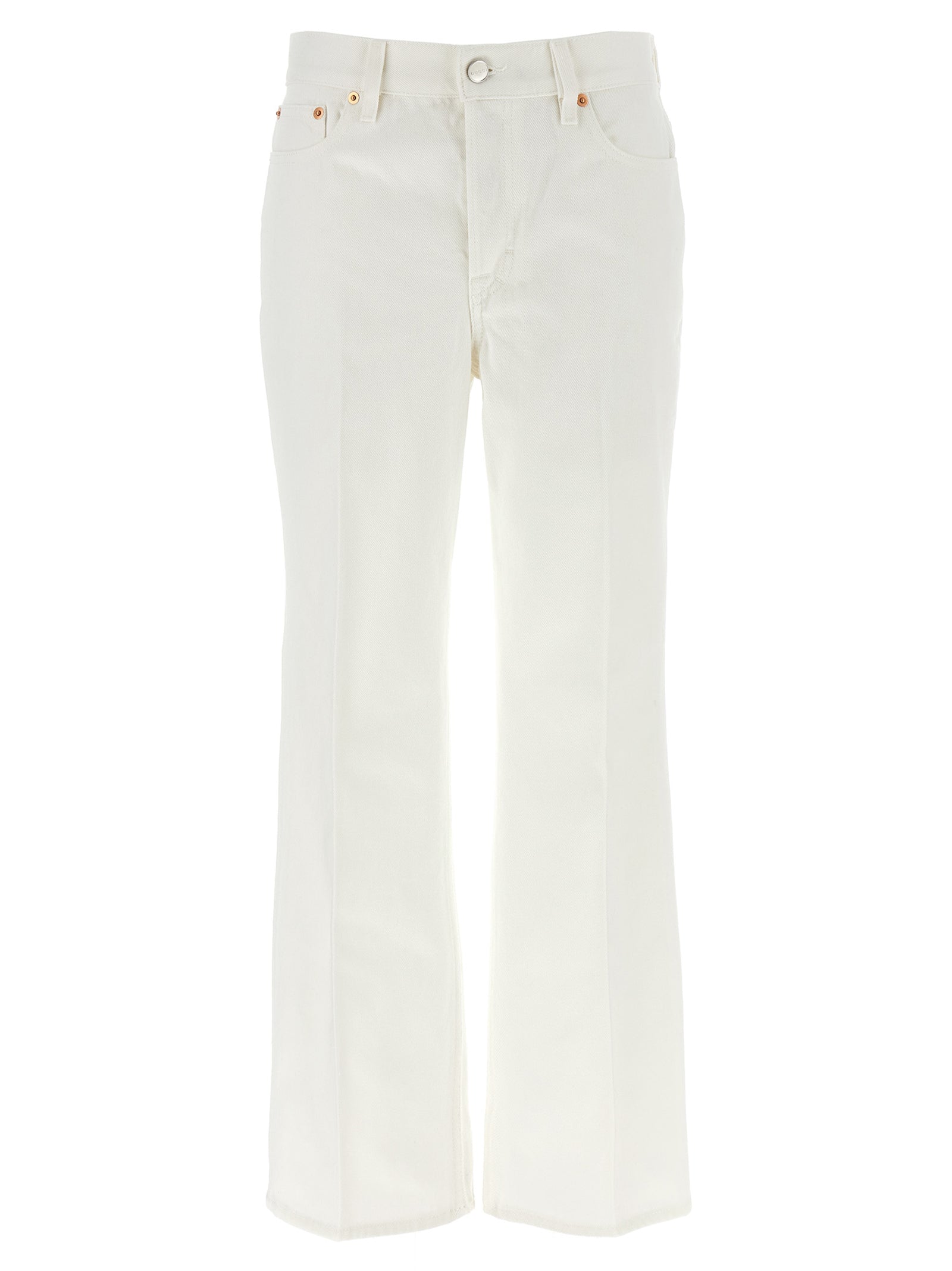 White Cotton Cropped Jeans