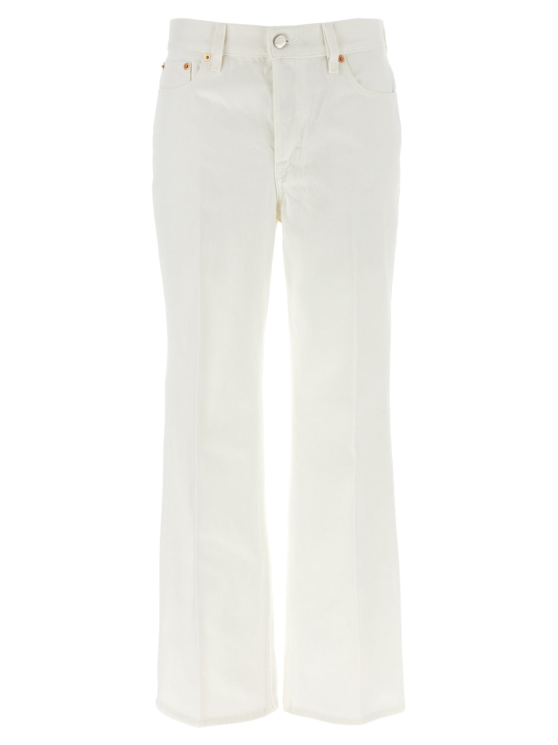 White Cotton Cropped Jeans