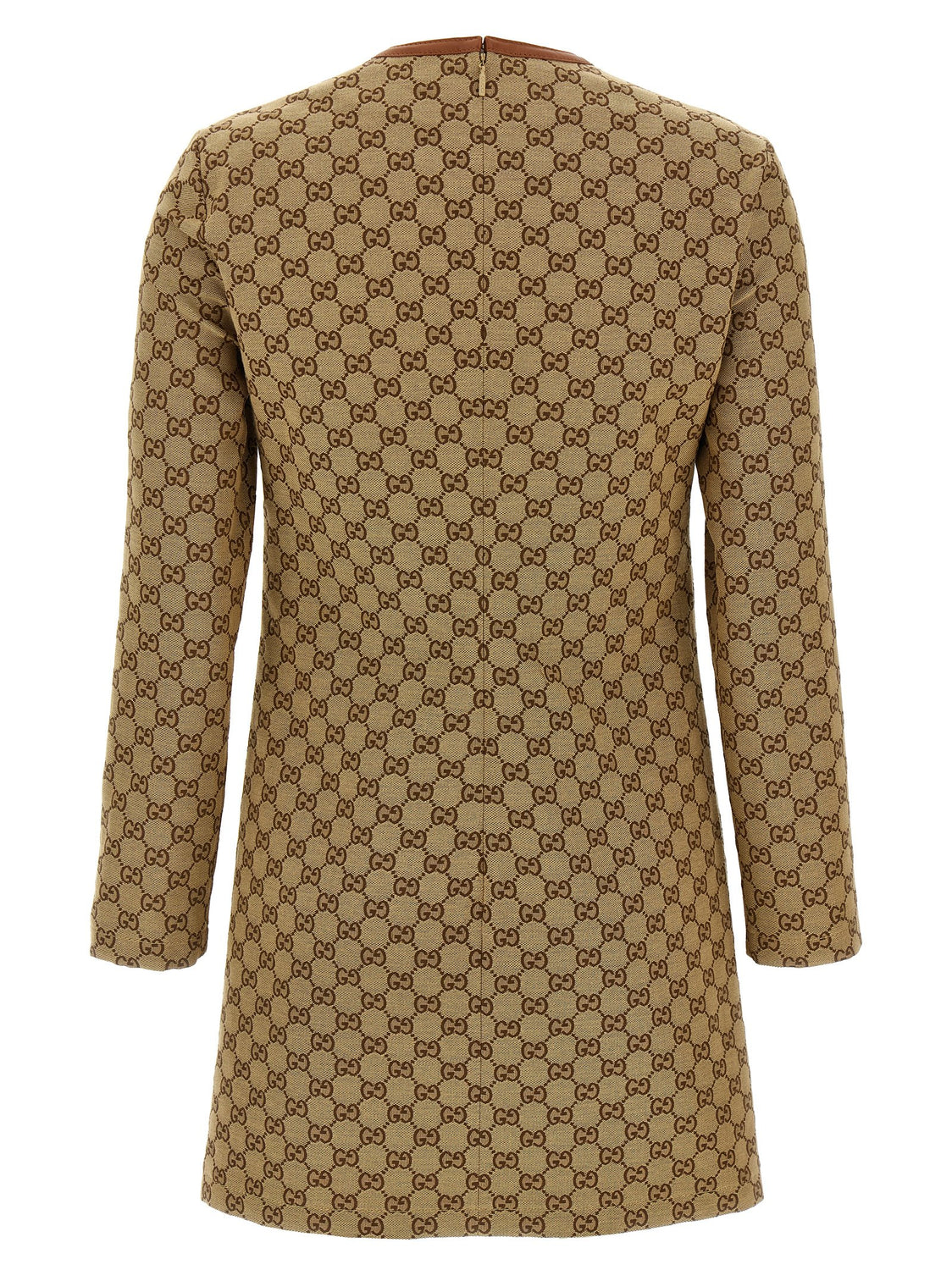 Beige Cotton Short Dress