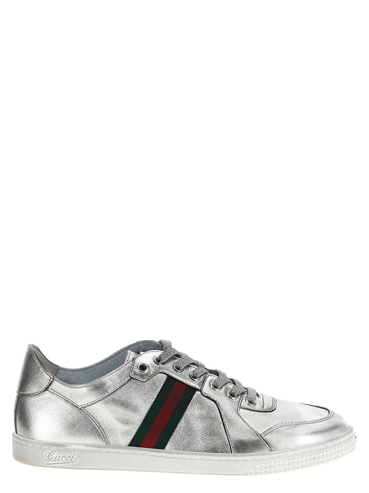 Silver Lamb Leather Athletic Sneakers