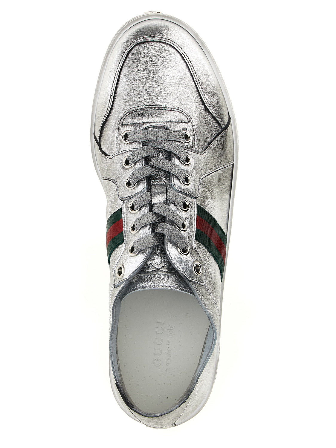 Silver Lamb Leather Athletic Sneakers