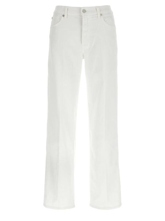 White Cotton Straight-Leg Jeans