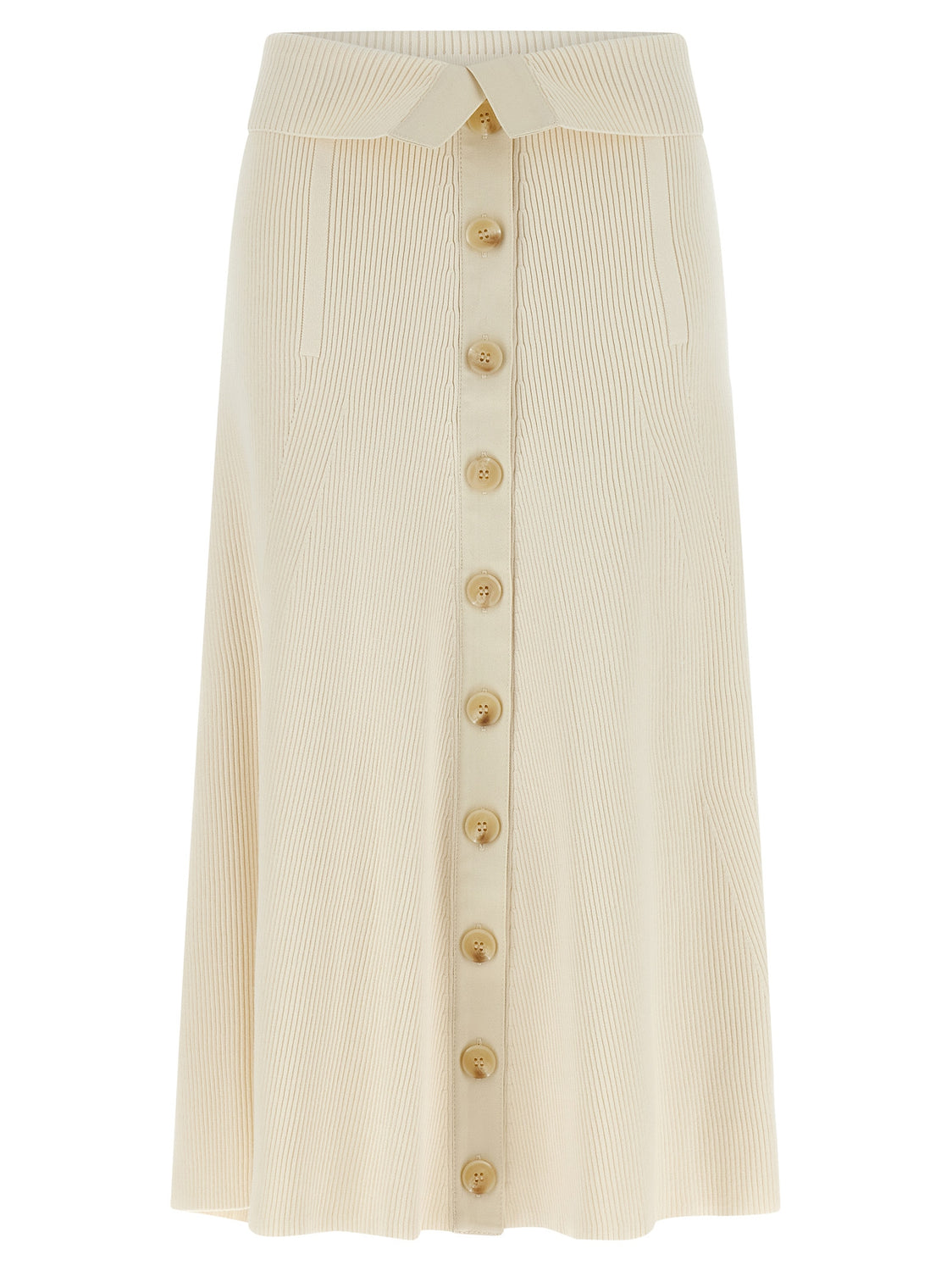 Beige Viscose Midi Skirt