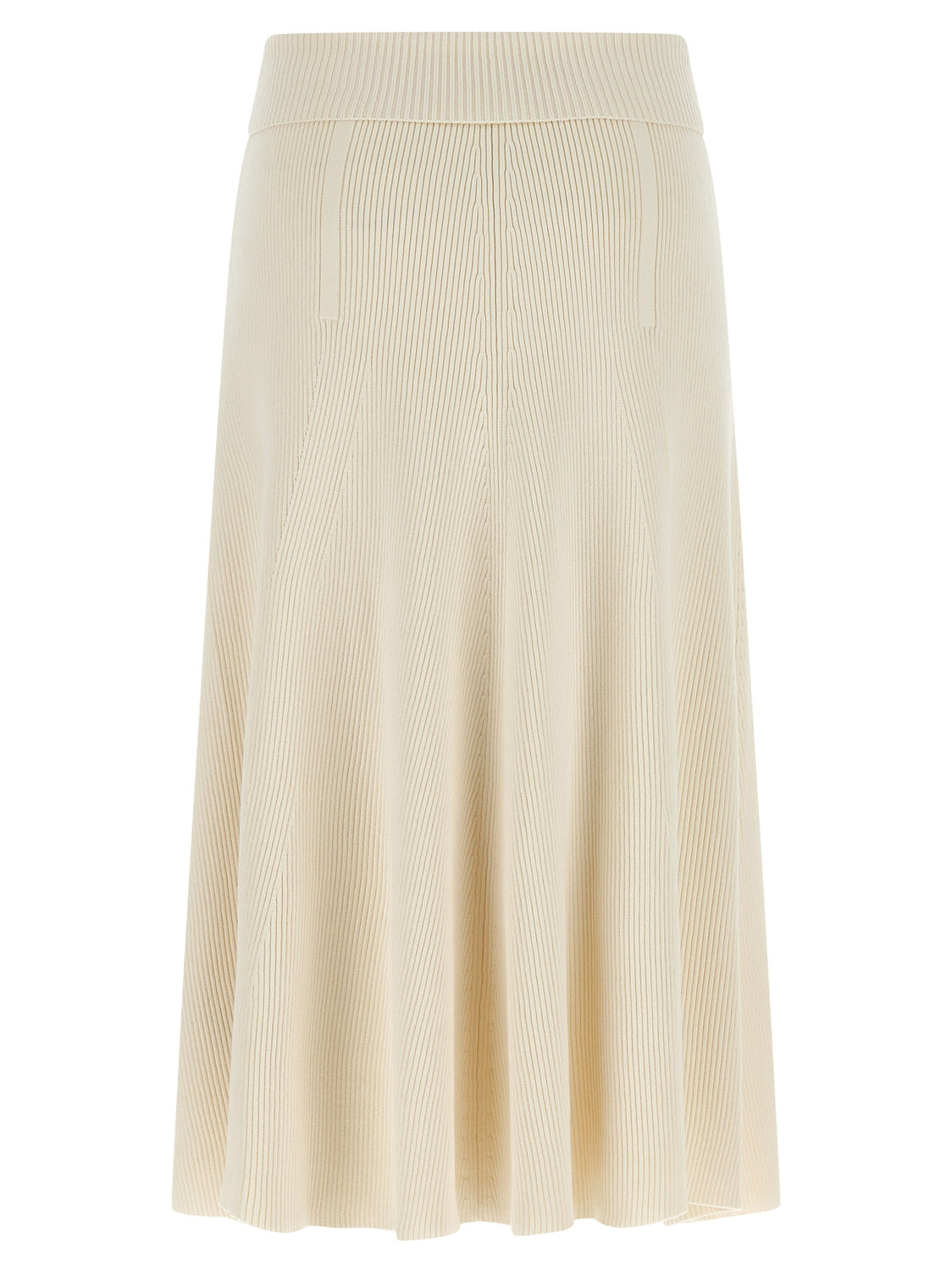 Beige Viscose Midi Skirt