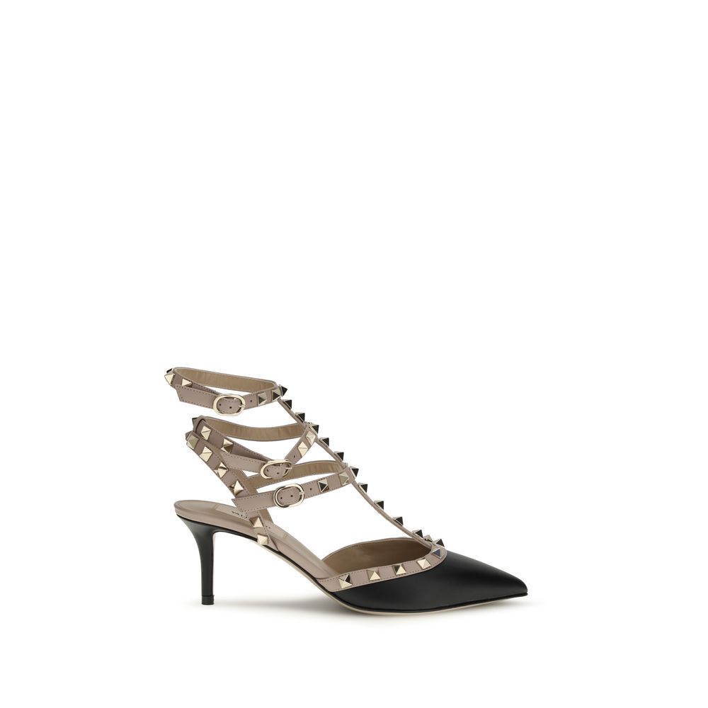 Black Calf Leather Bos Taurus Mid Heel Pumps