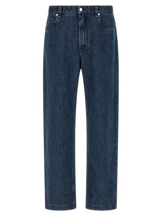 Blue Cotton Flared Jeans