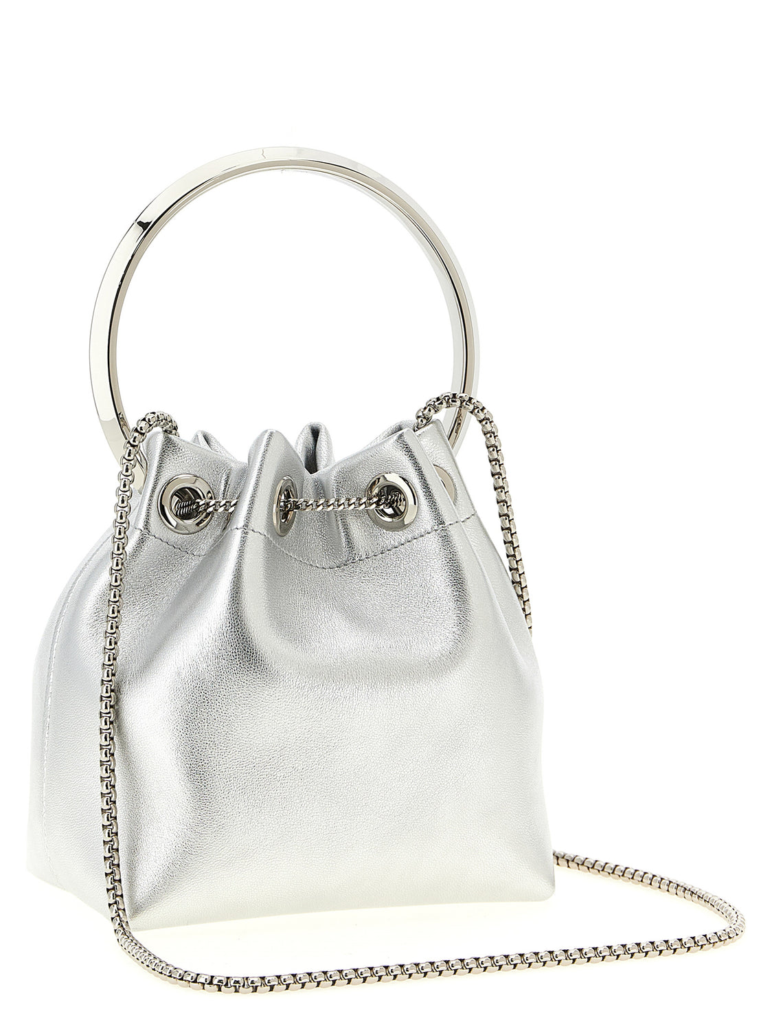 Silver Lamb Leather Handbag