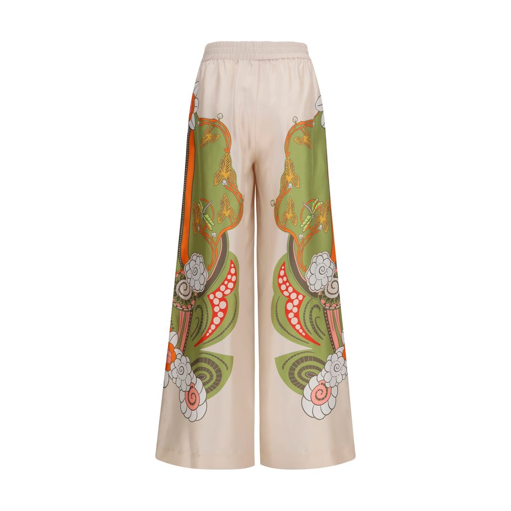 Multicolor Silk Casual Pants