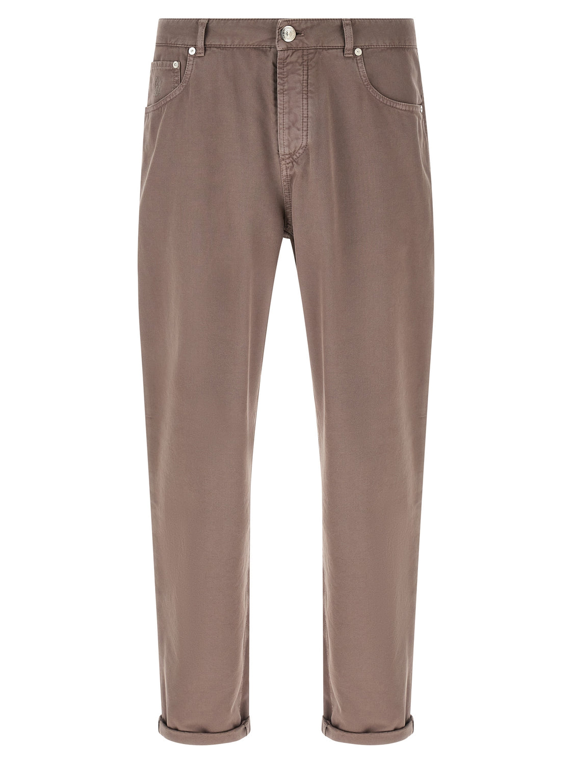 Brown Cotton Casual Pants