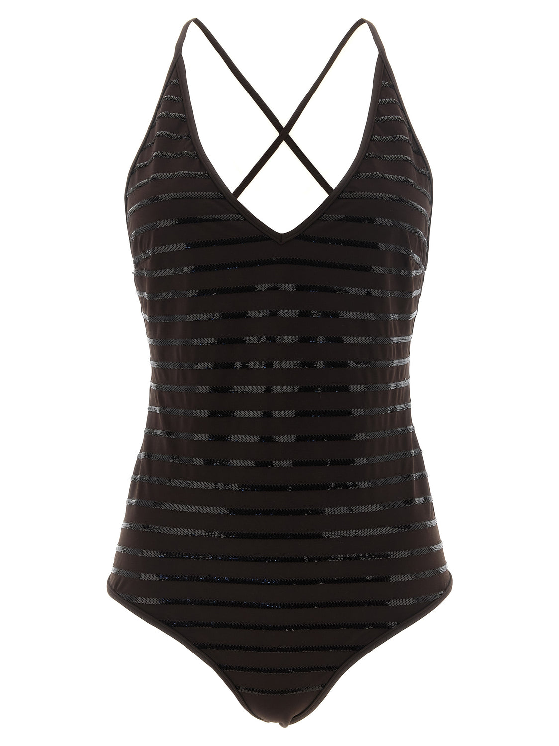 Brown Polyamide One-Piece Swimsuit
