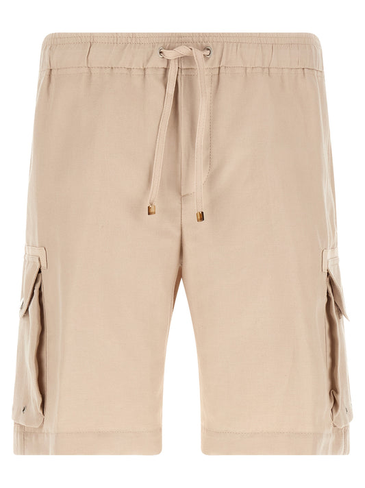 Beige Linen Bermuda Shorts