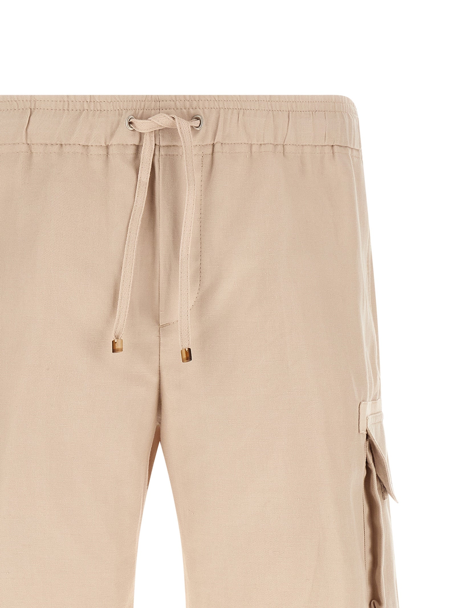 Beige Linen Bermuda Shorts