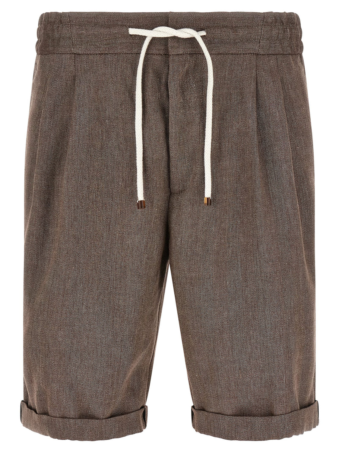 Brown Linen Bermuda Shorts