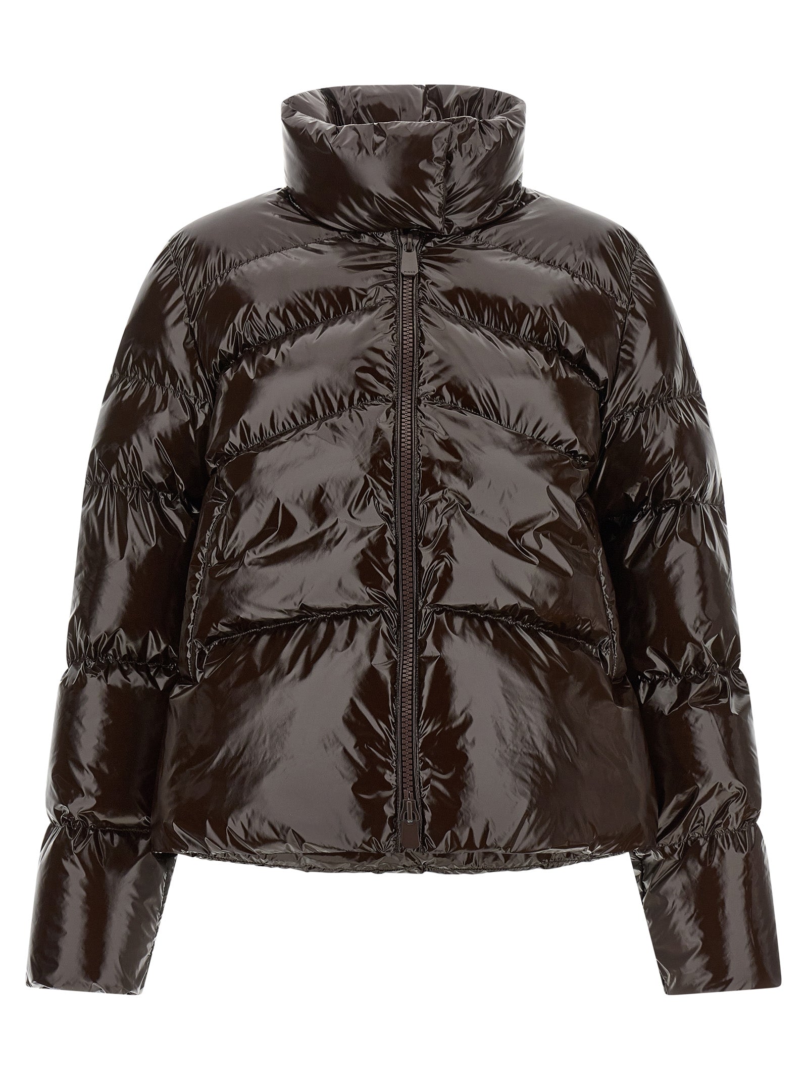 Brown Polyamide Full-Length Jacket