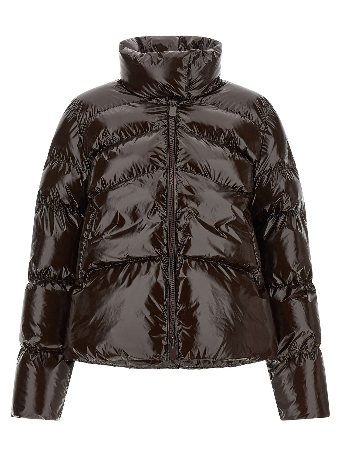 Brown Polyamide Full-Length Jacket