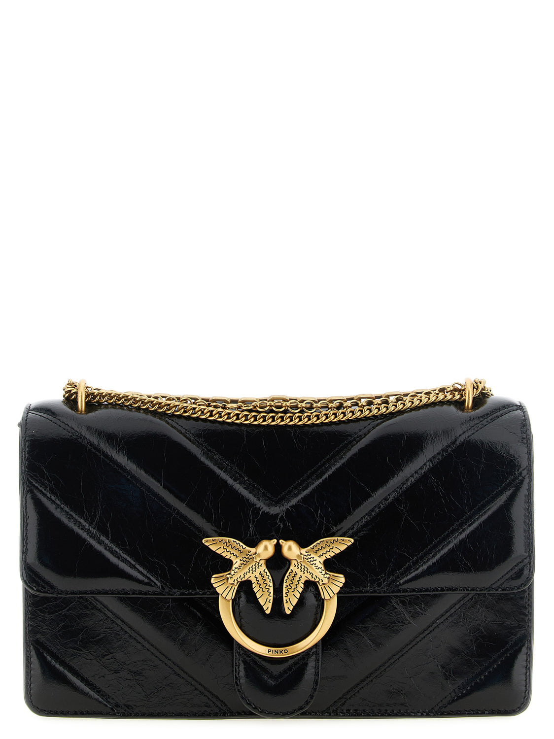 Black Calfskin Shoulder Bag