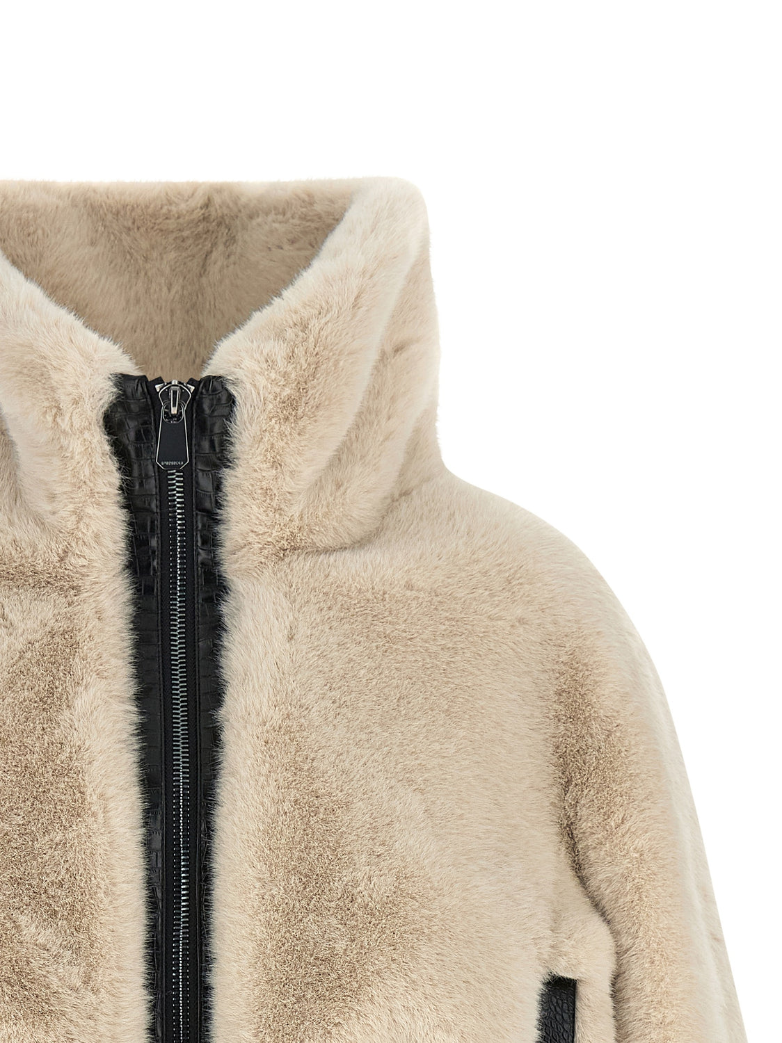 Beige Polyester Full-Length Jacket