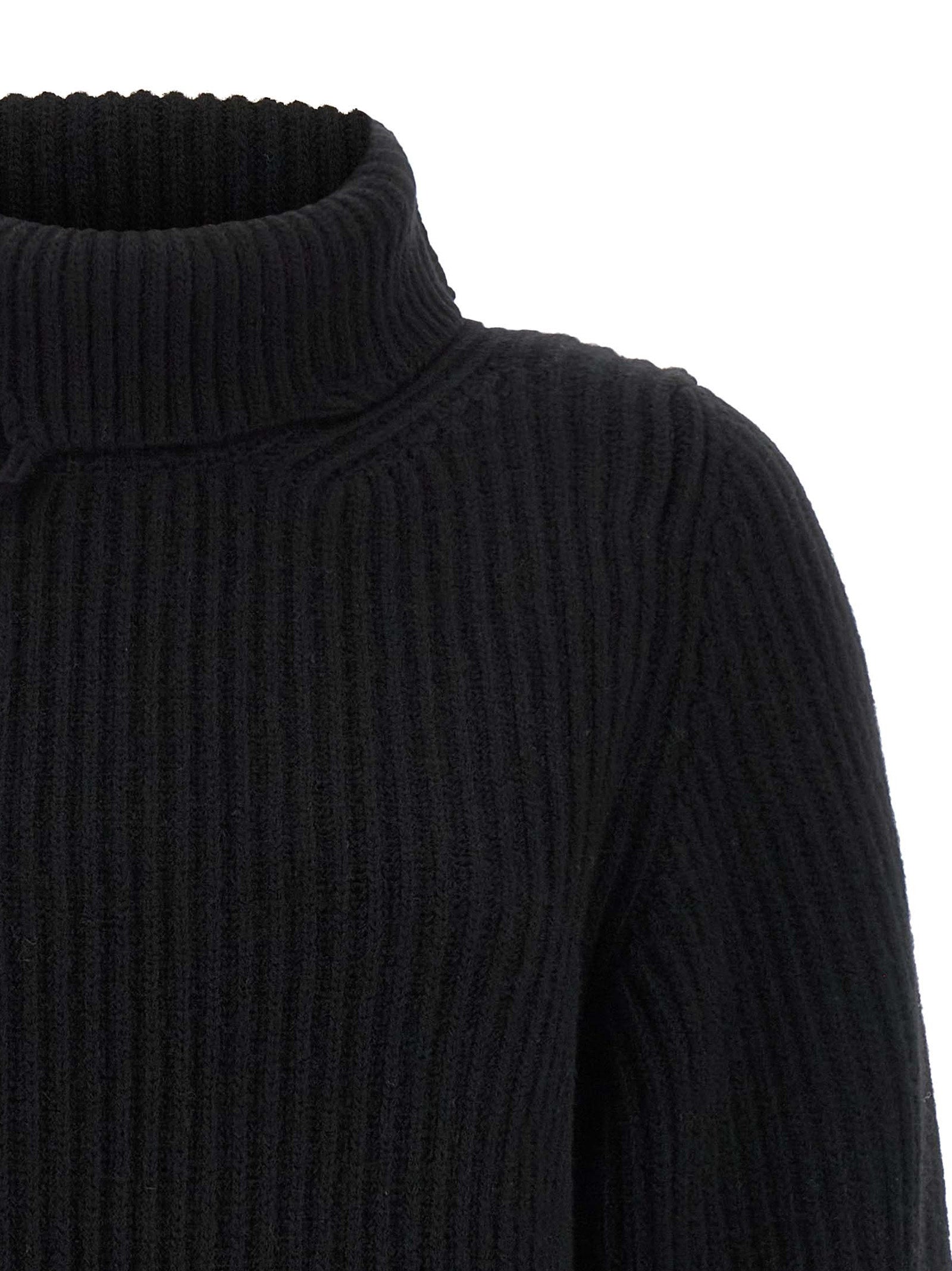 Black Merino Wool Cardigan