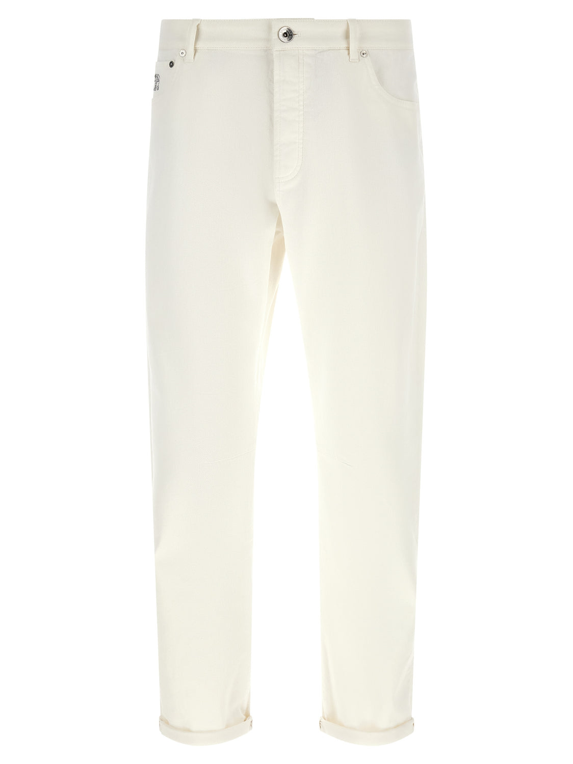 White Cotton Cropped Jeans