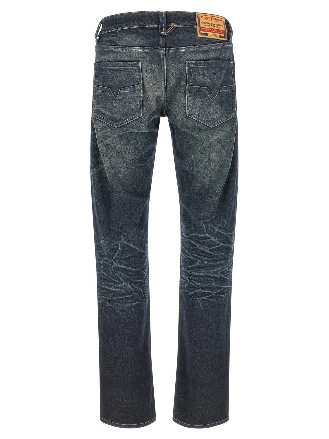 Blue Cotton Straight-Leg Jeans