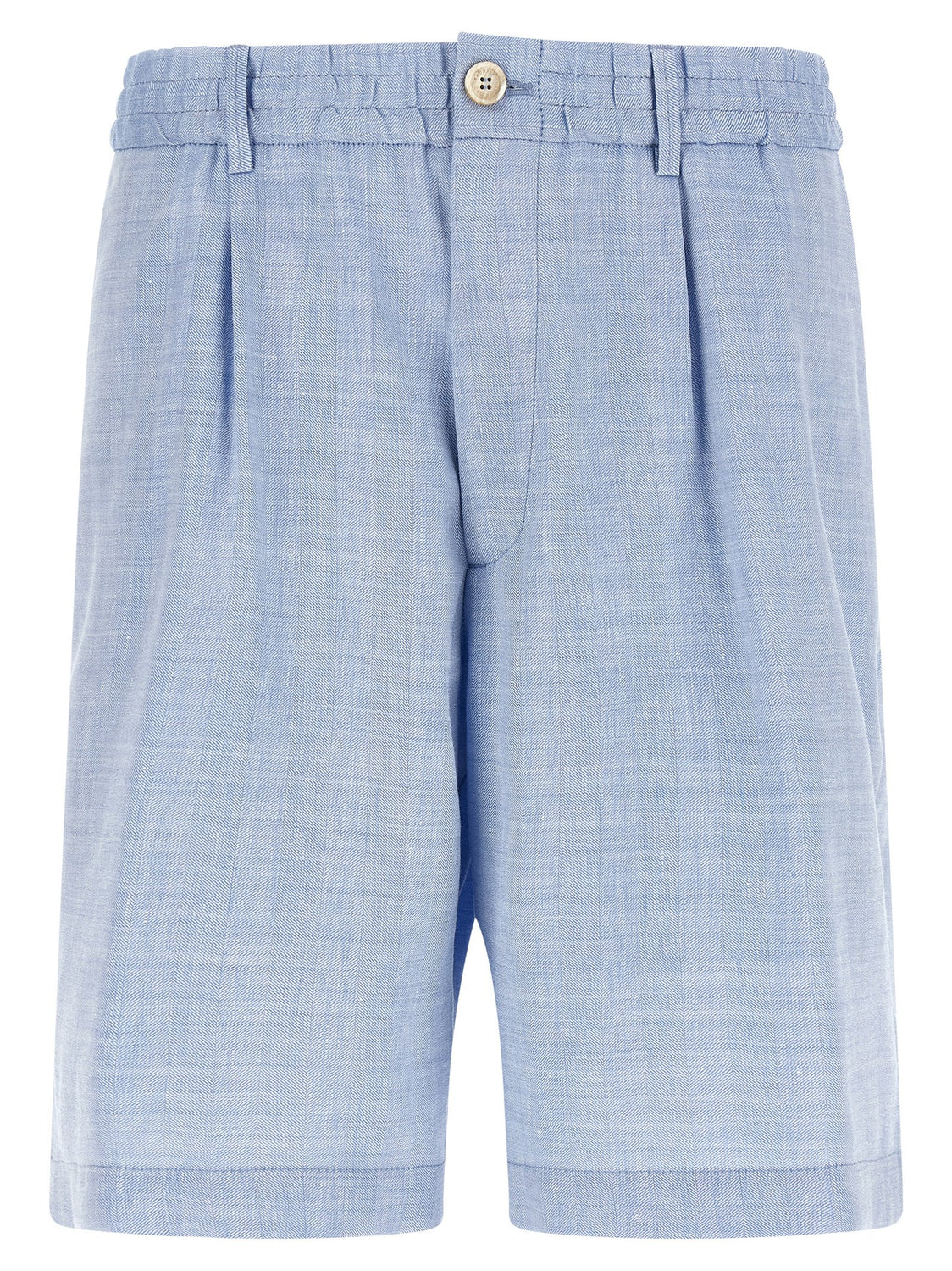 Blue Linen Bermuda Shorts