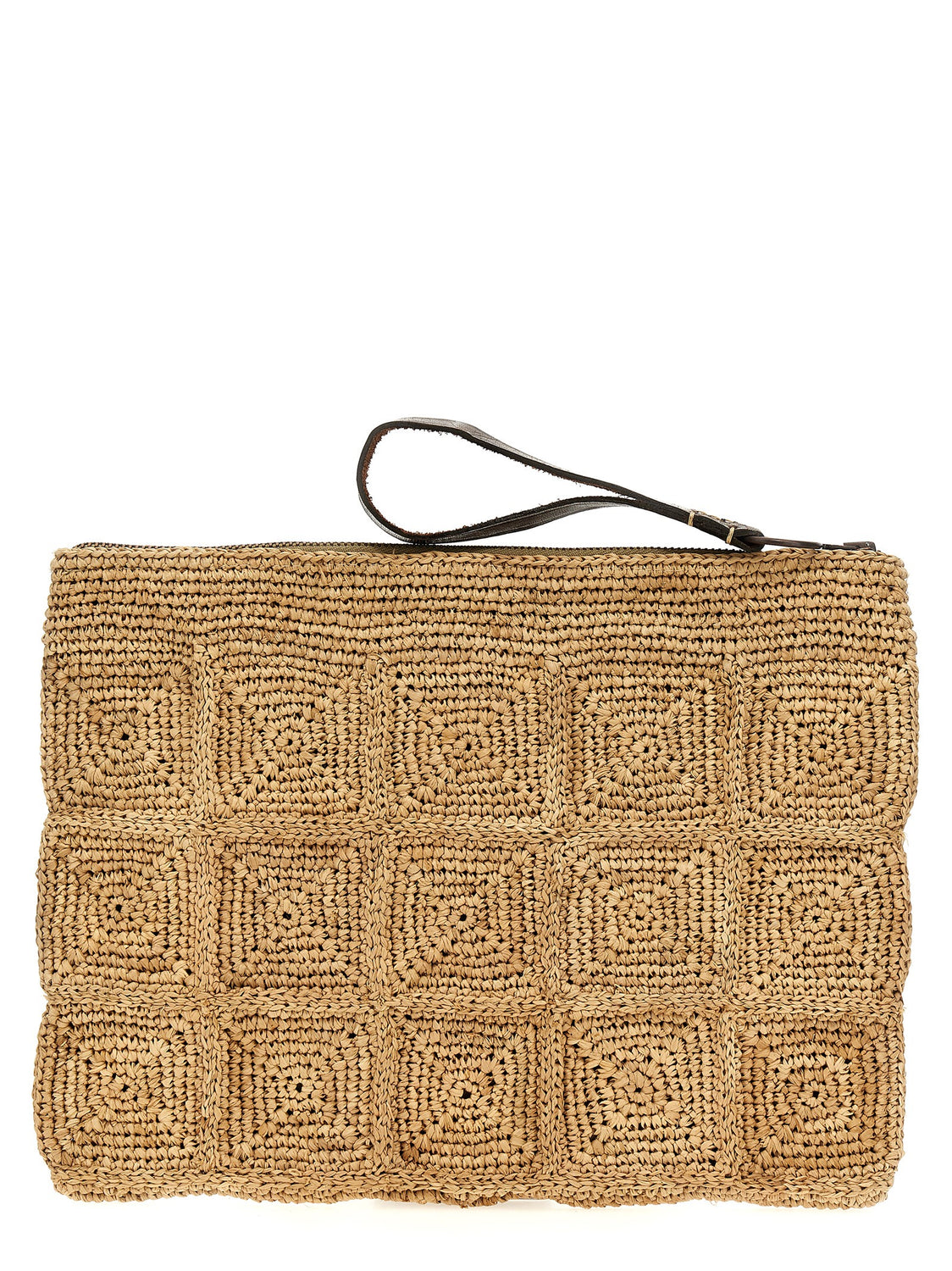 Beige Raffia Clutch Bag