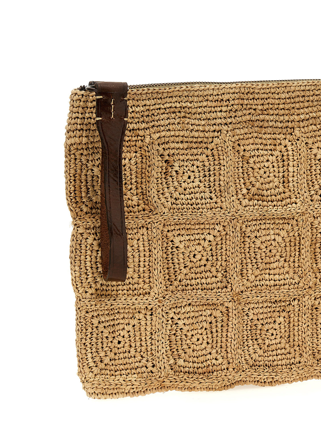Beige Raffia Clutch Bag