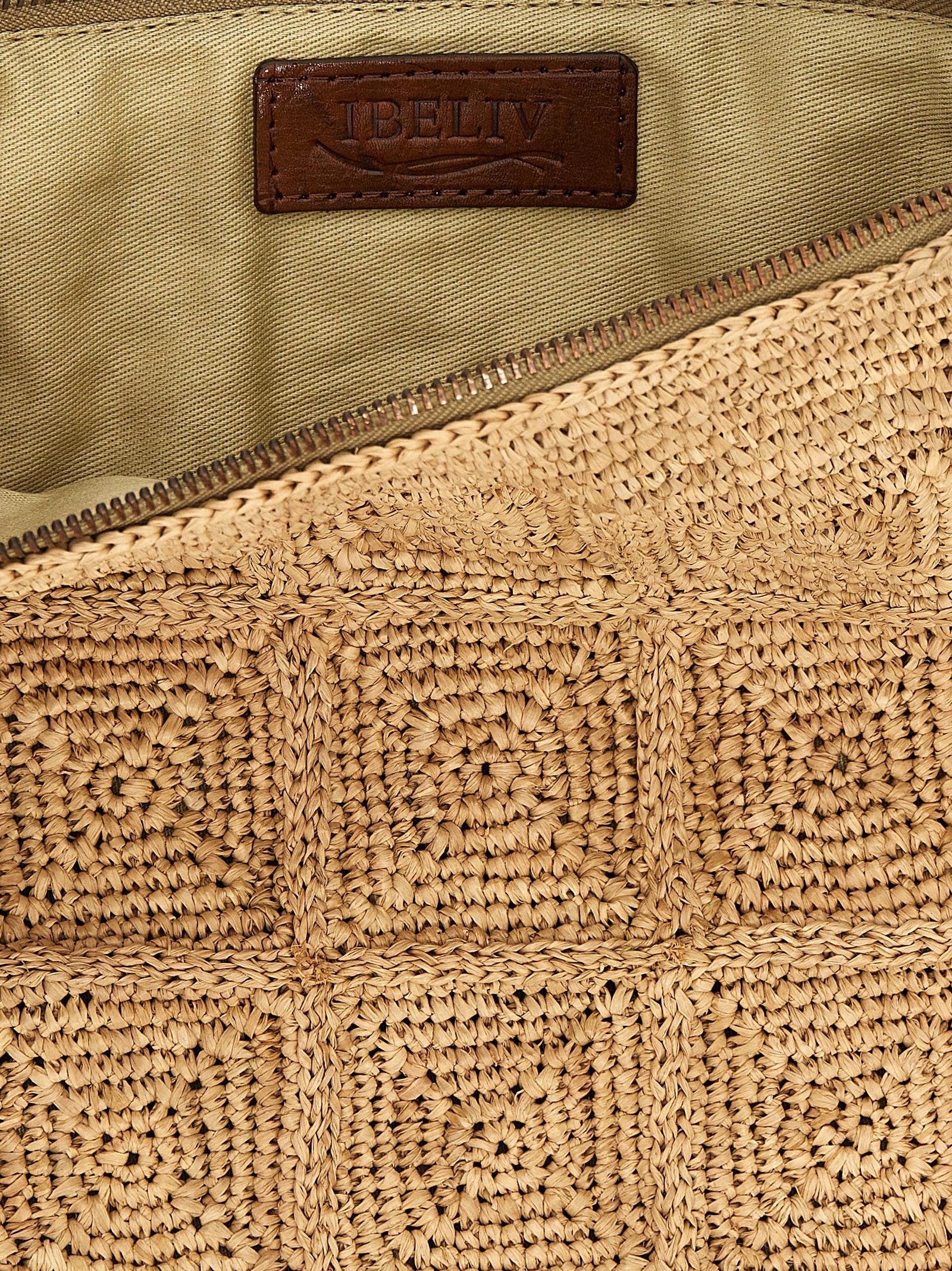 Beige Raffia Clutch Bag