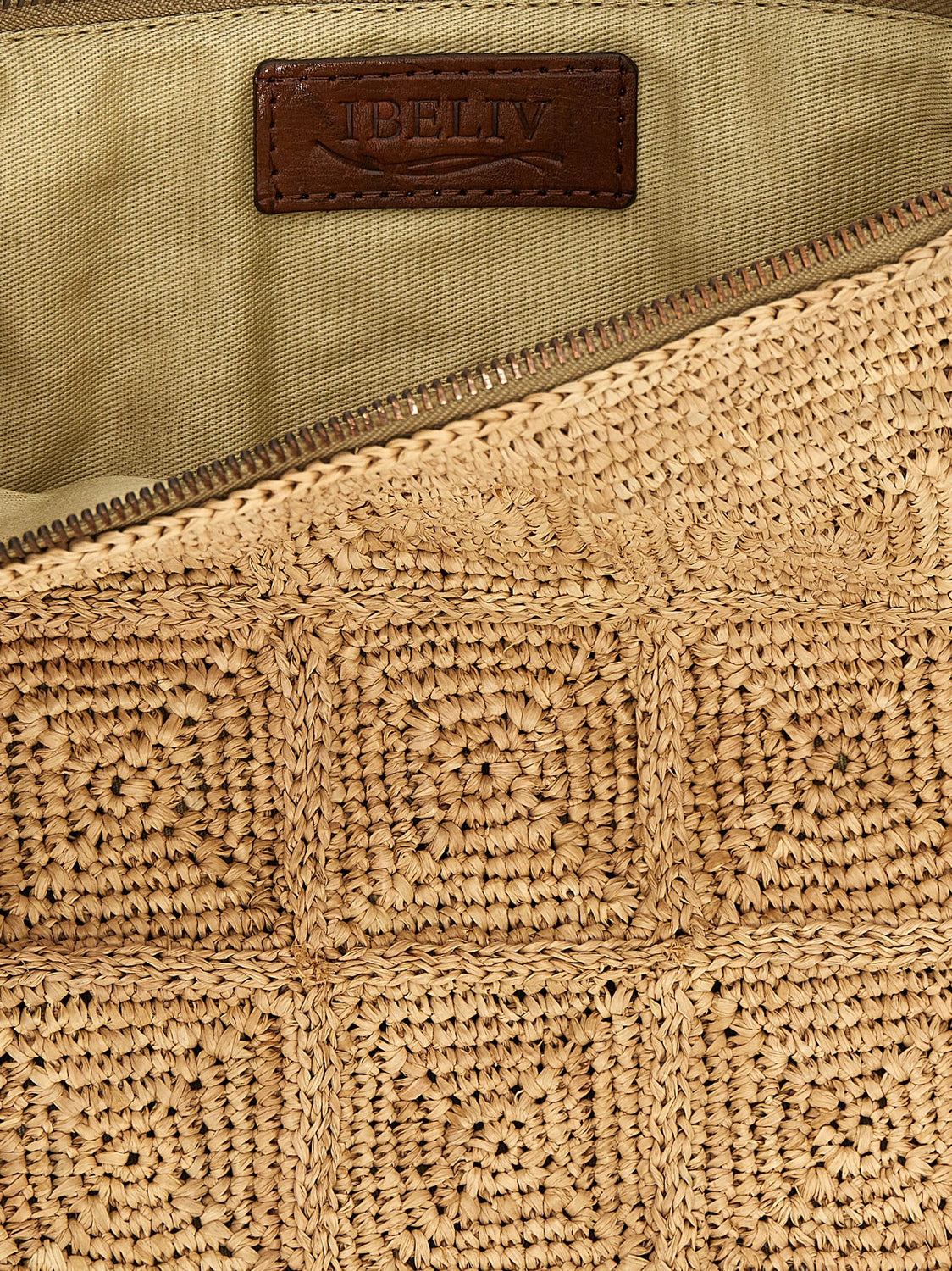 Beige Raffia Clutch Bag
