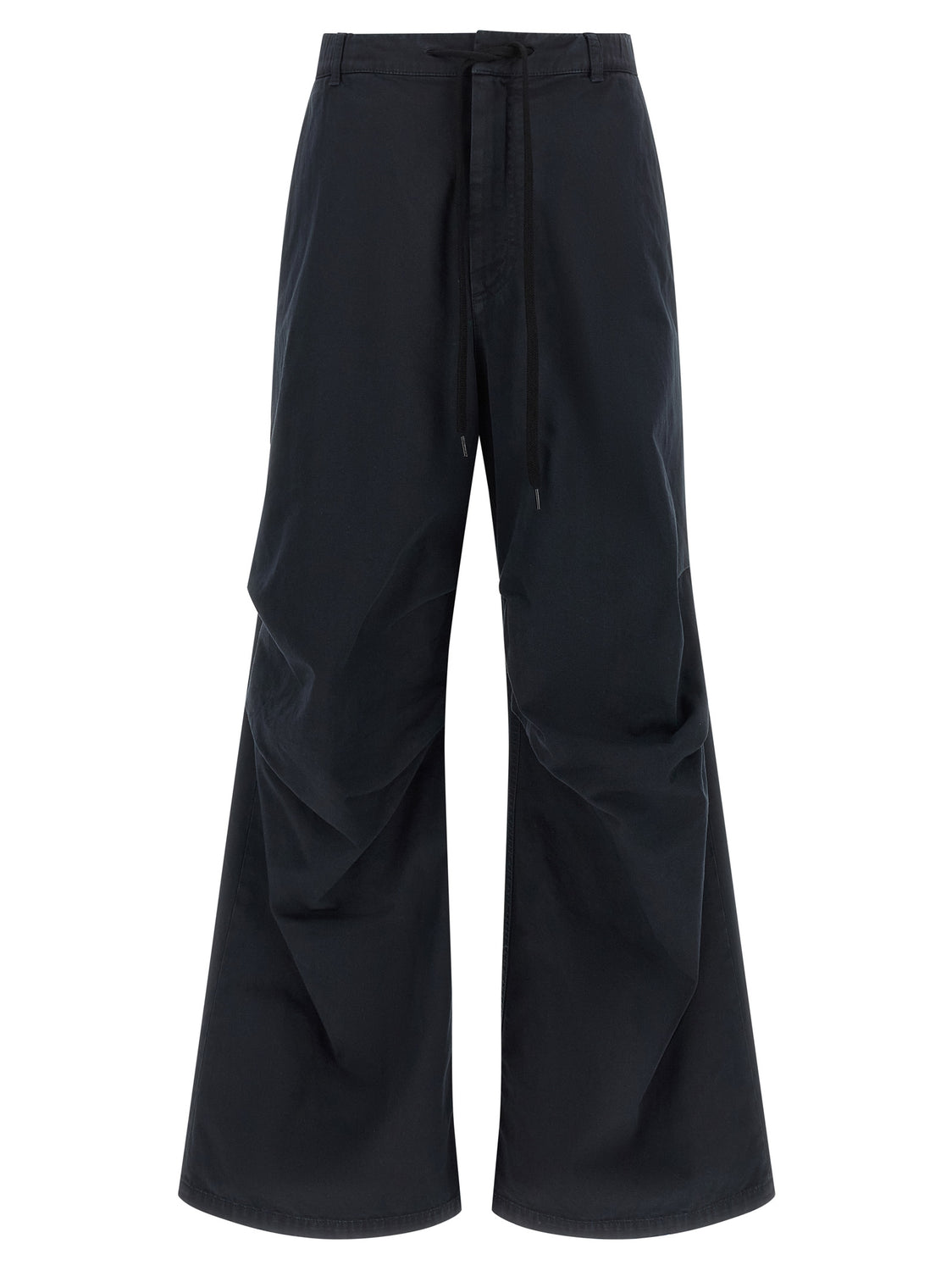 Blue Cotton Casual Pants
