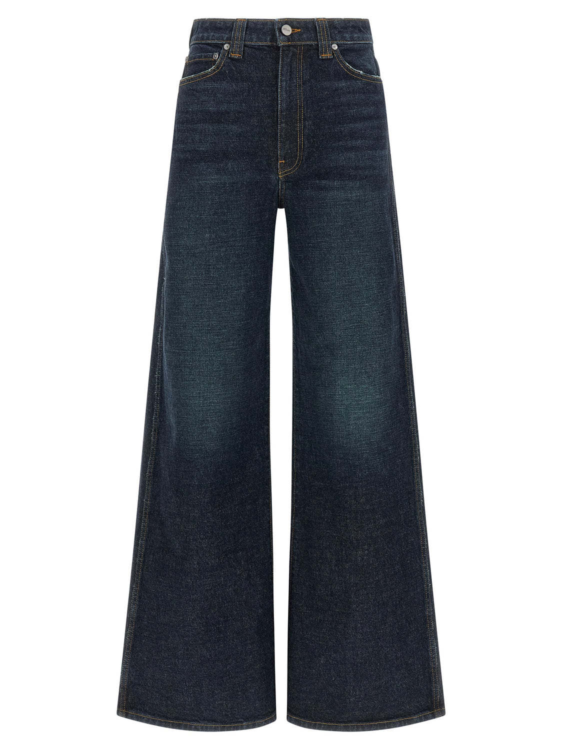 Blue Cotton Flared Jeans
