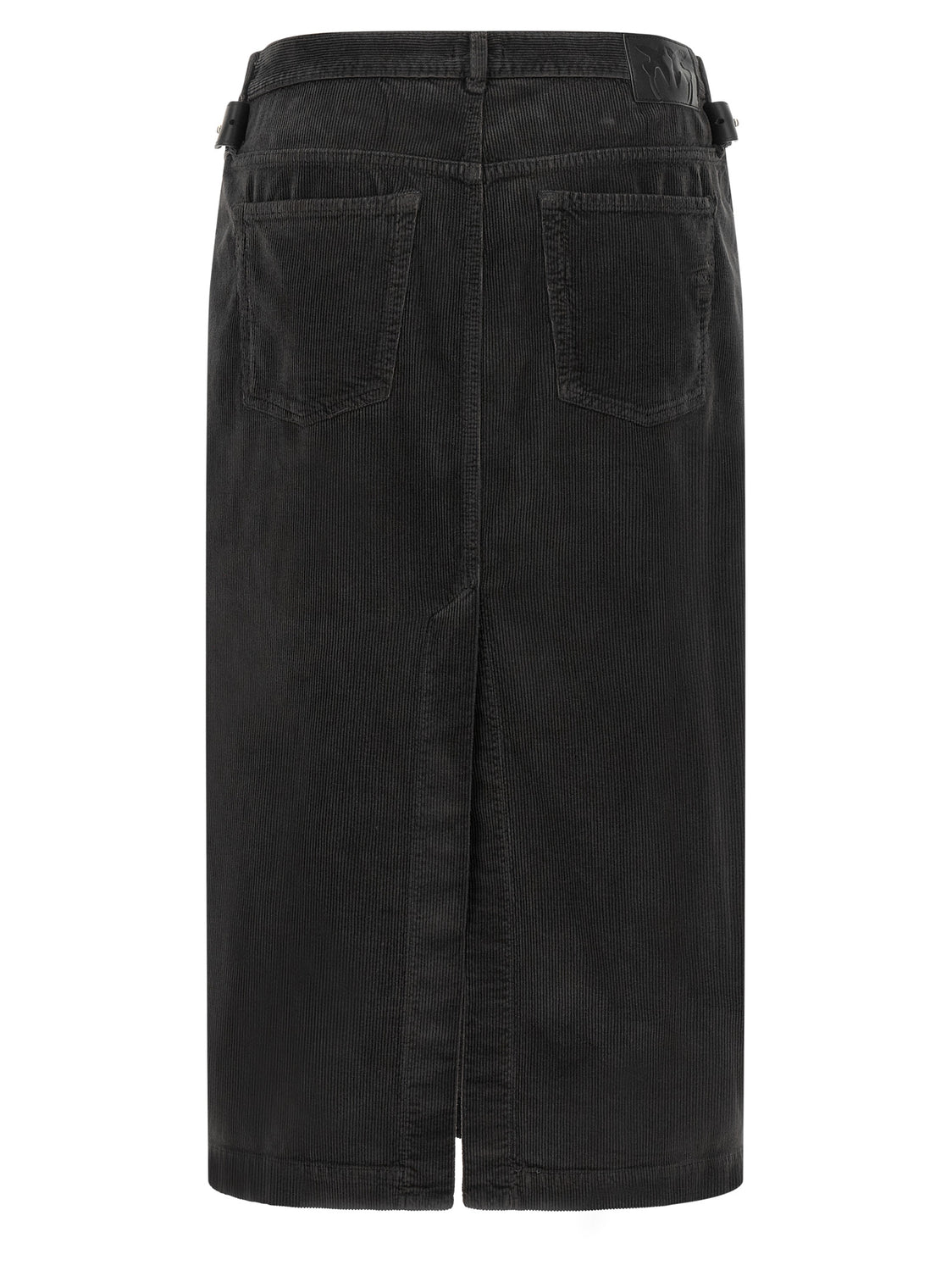 Black Cotton Midi Skirt