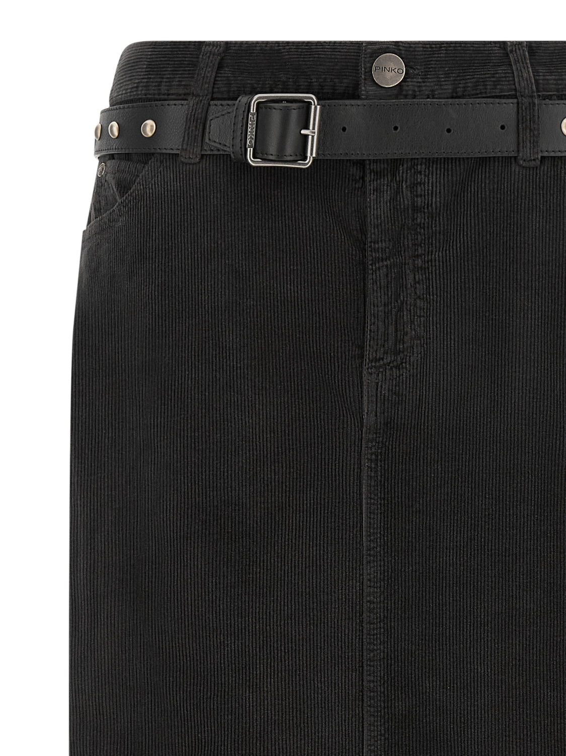 Black Cotton Midi Skirt