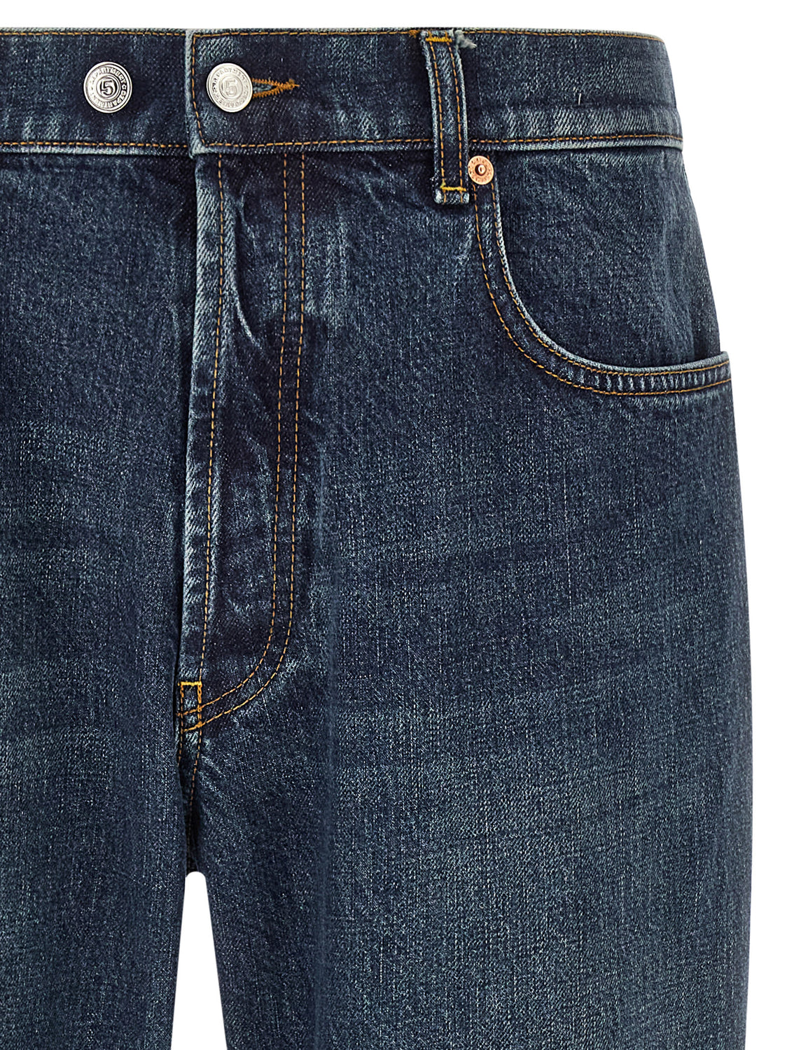 Blue Cotton Tapered Jeans