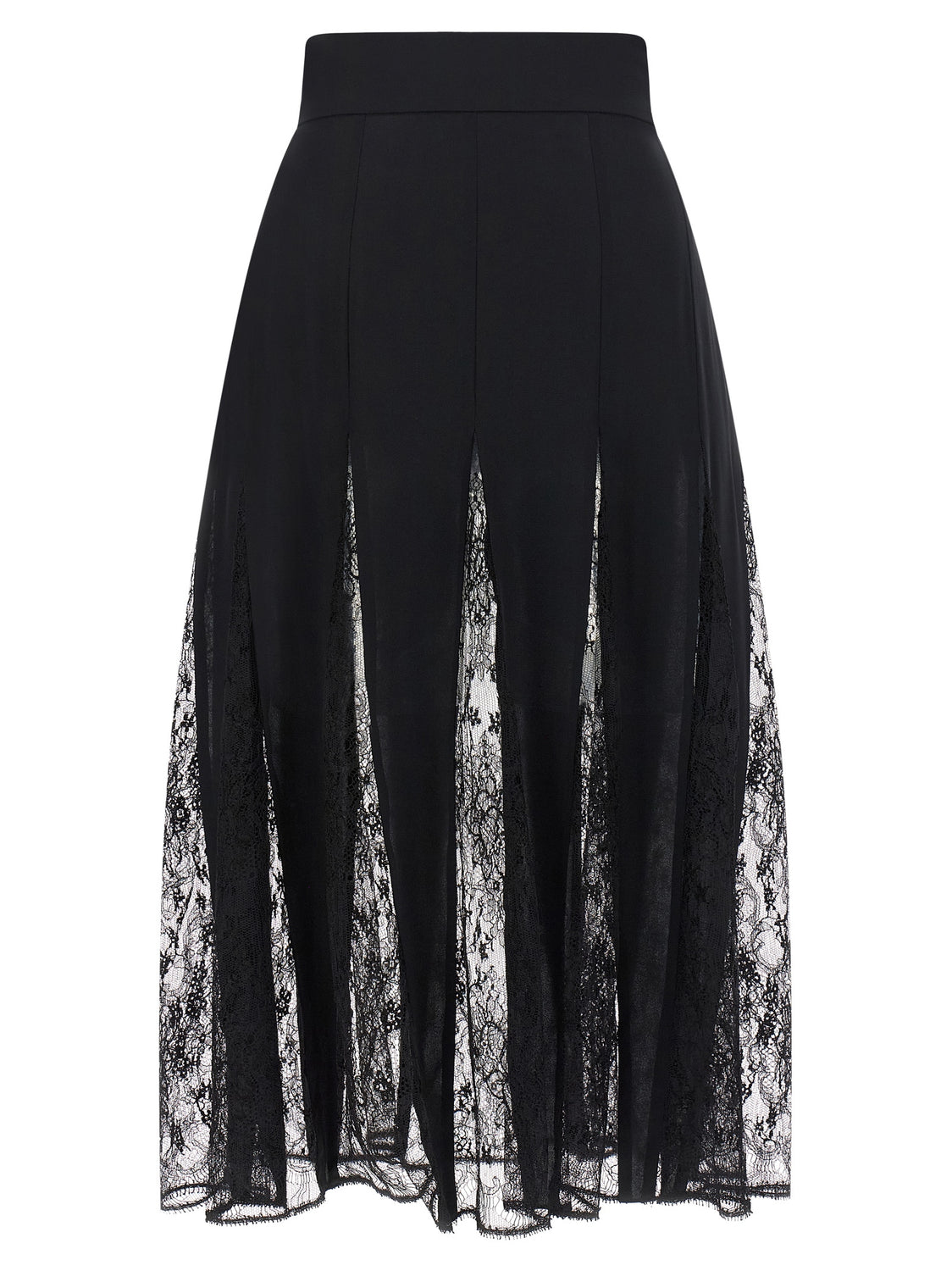 Black Silk Midi Skirt