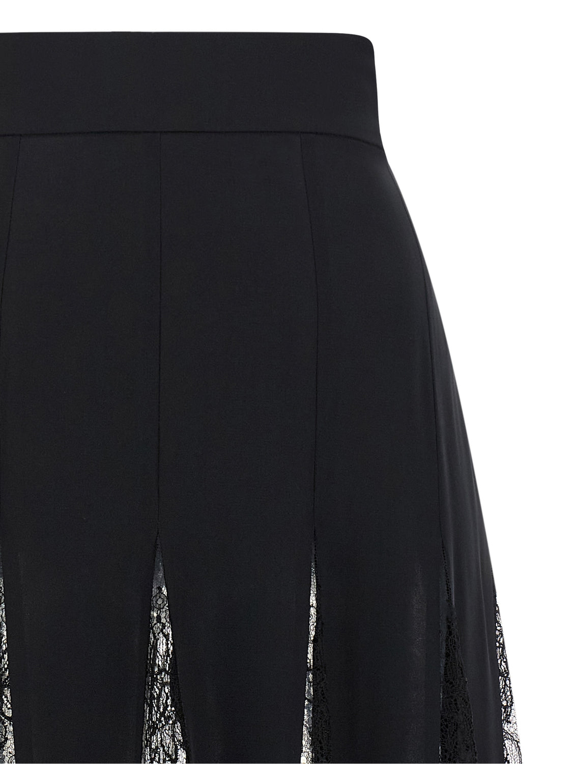 Black Silk Midi Skirt