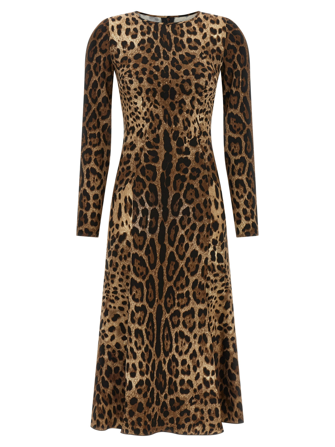 Brown Viscose Midi Dress
