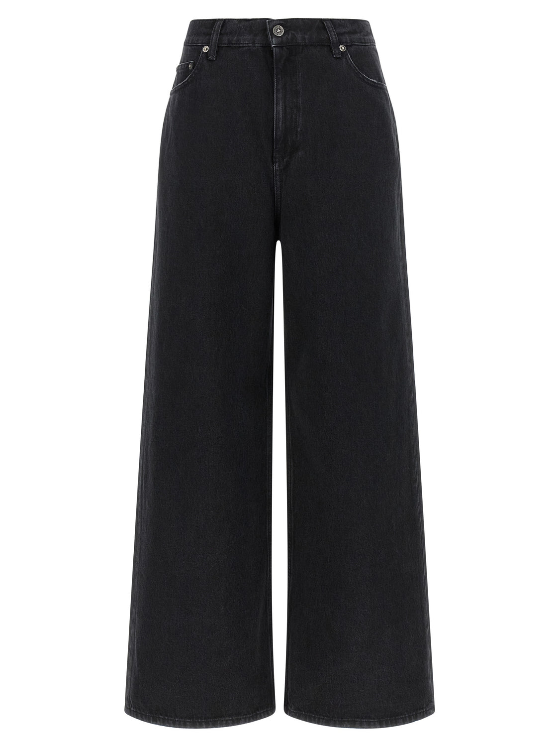 Black Cotton Flared Jeans