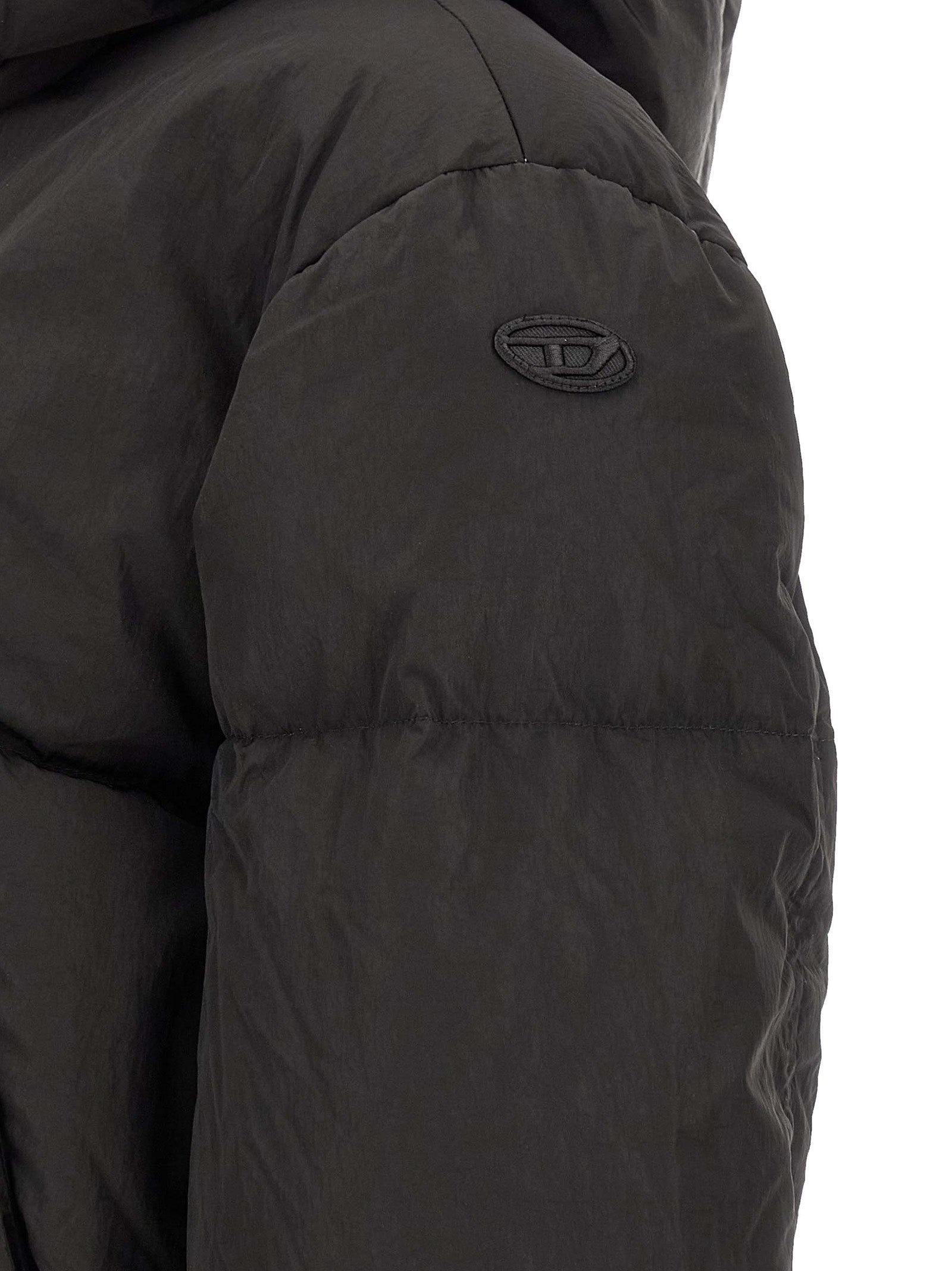 Black Polyamide Full-Length Jacket