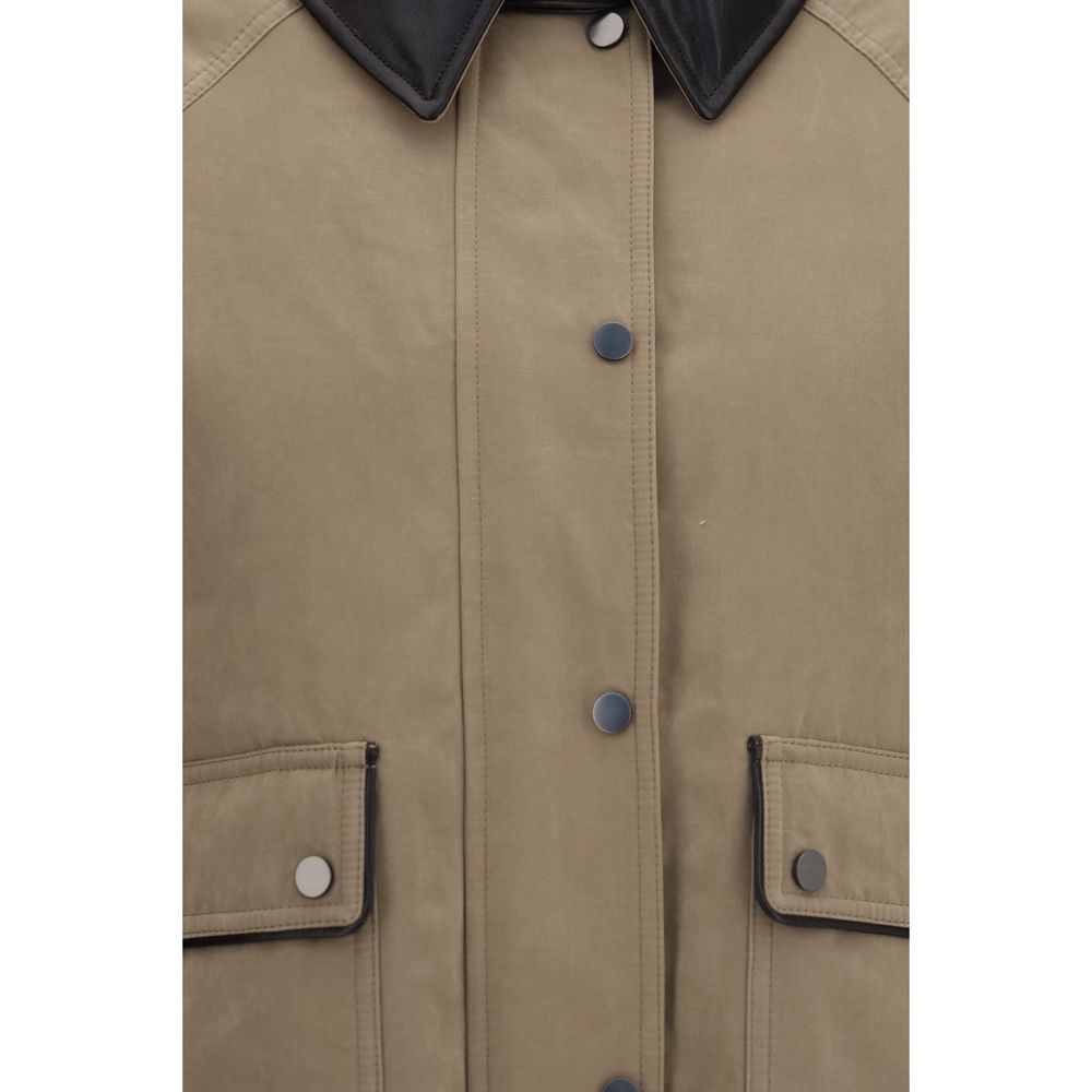 Beige Cotton Full-Length Jacket