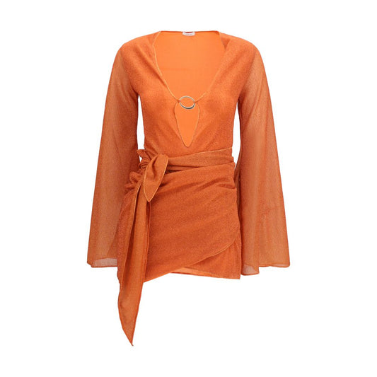 Orange Polyamide Casual Dress