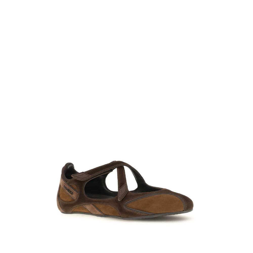 Brown Calf Leather Bos Taurus Ballet Flats