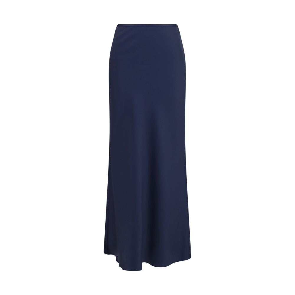Blue Silk Long Skirt