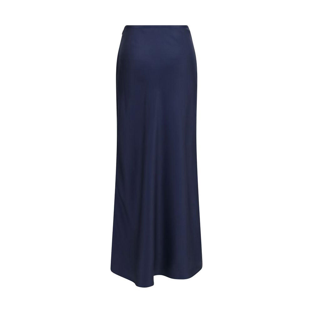 Blue Silk Long Skirt